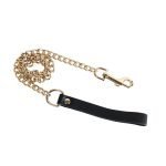 love in leather LEA048GLD gold chain lead leather handle fetish