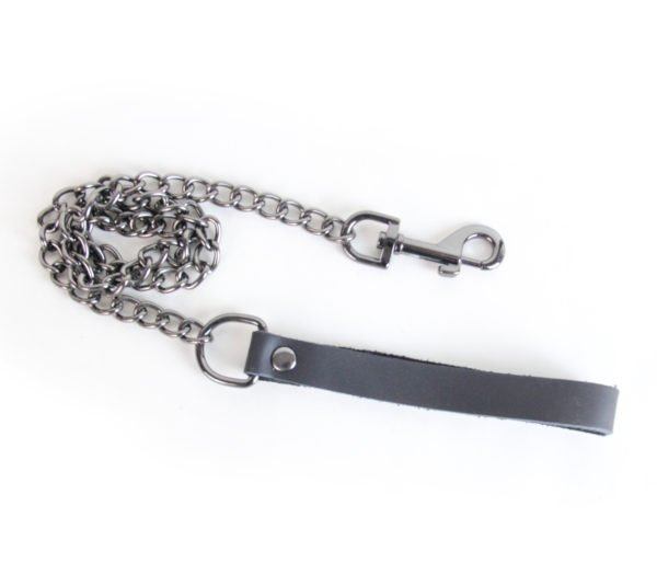 love in leather LEA048PEW pewter chain lead leather handle fetish 600x525 1