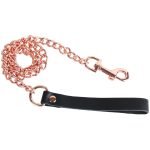 love in leather LEA048RSE rose gold chain lead leather handle fetish